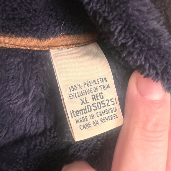 L.L. BEAN | Men’s Extra Large Hi-Pile Fleece Jacket Blue Tan Cozy Teddy Bear - Picture 4 of 8